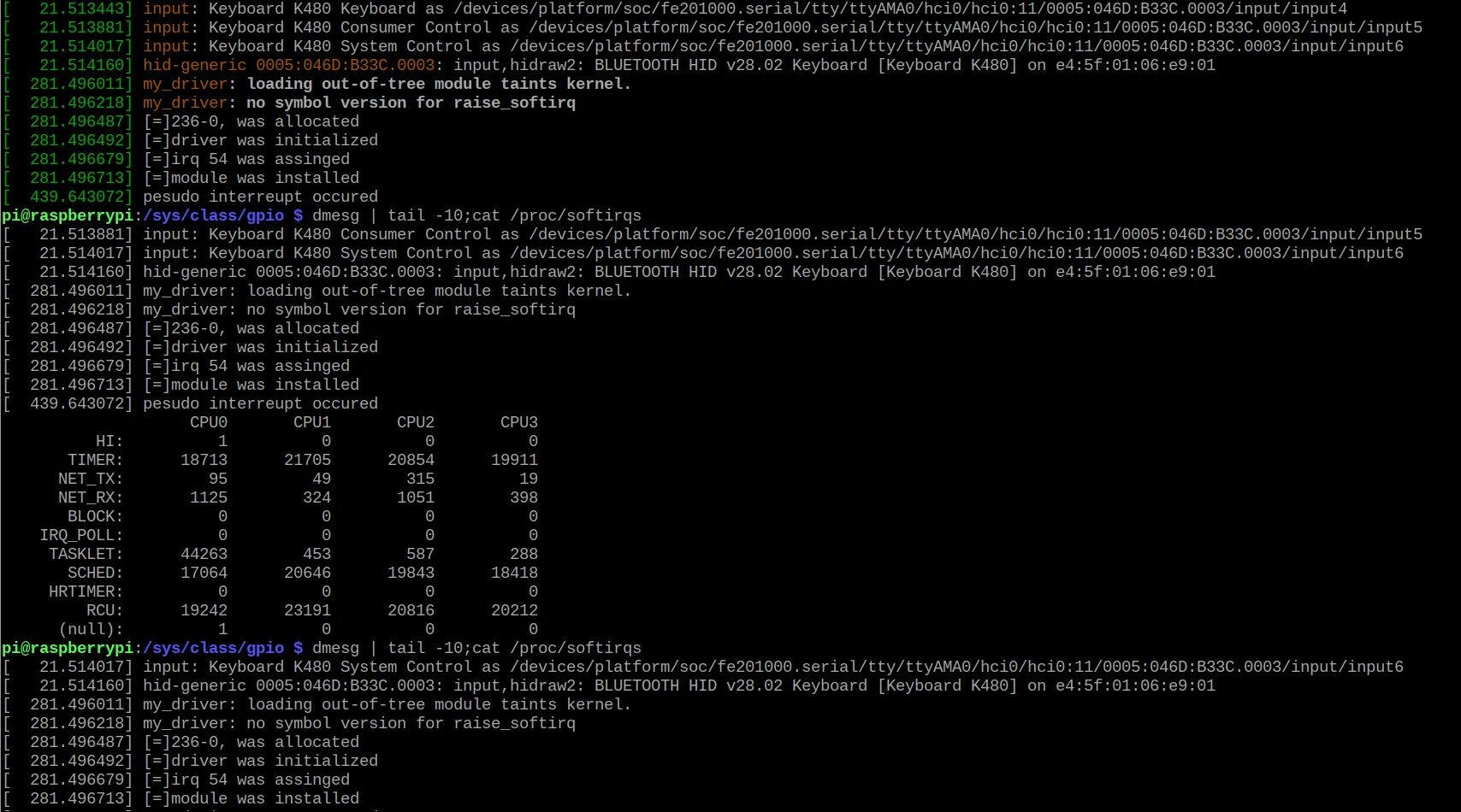 linux driver, softIrq 실습